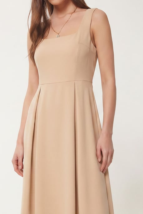 Kleid in A-Form mit Quadratkragen und Reißverschlussverschluss - Image 4
