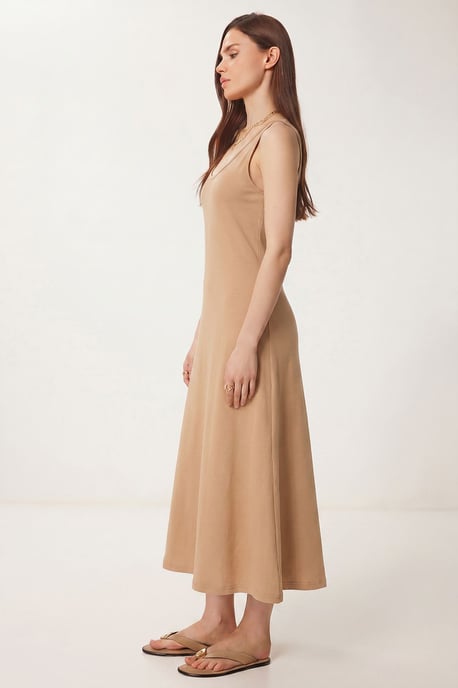 U-Kragen Midi Kleid - Image 3