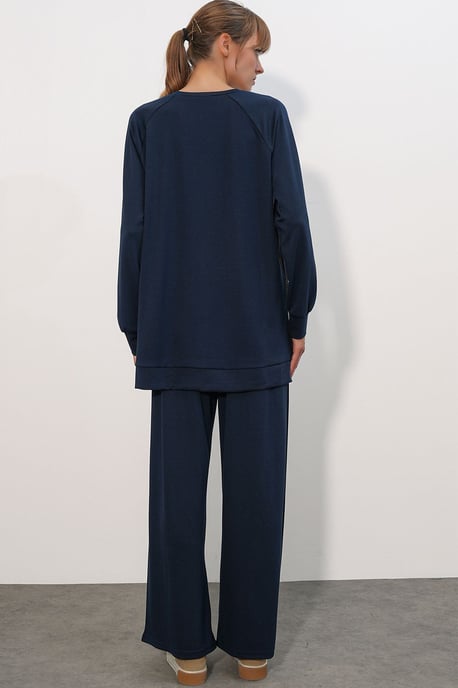 Oversize Tunika mit abstraktem Print und Hose Set - Image 5
