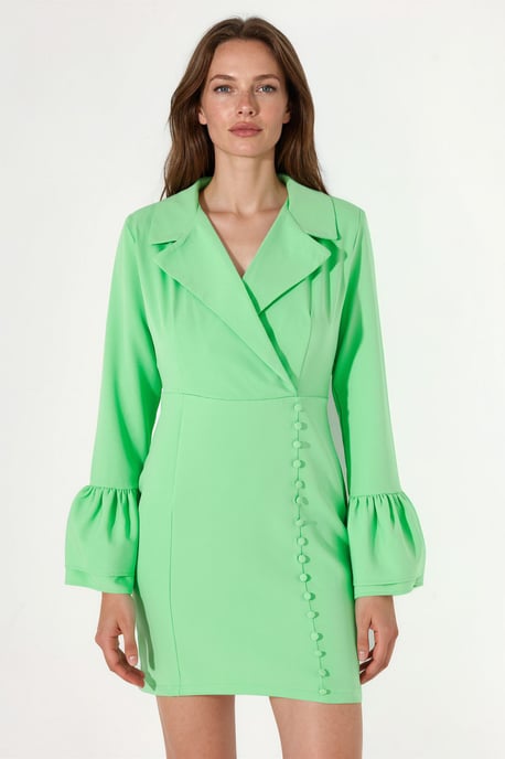 Tailliertes Mini-Kleid mit V-Ausschnitt und Knöpfen - Image 2
