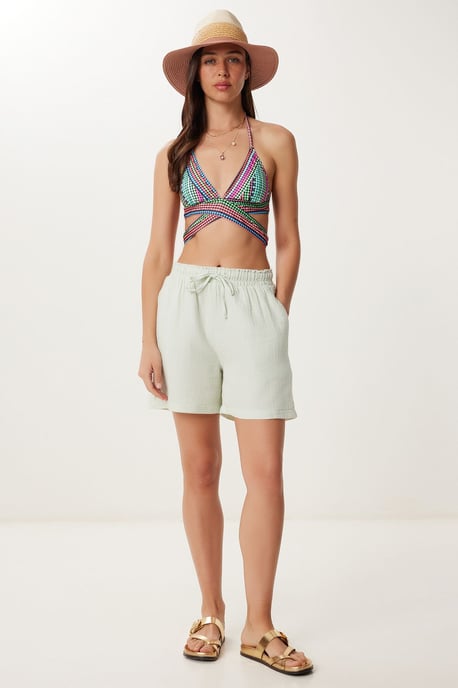 Hochtaillierte Weite Baumwollshorts - Image 2