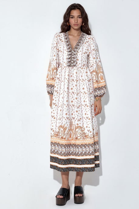 Blumen-Midi-Kleid mit Gürtel - Image 5