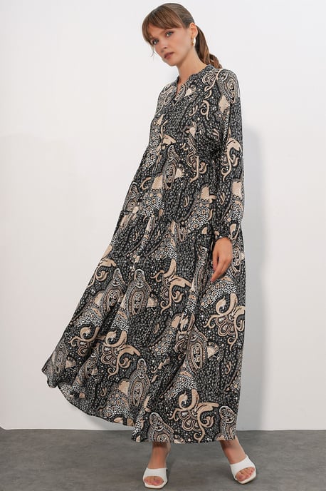 Gemustertes V-Ausschnitt Maxikleid - Image 2