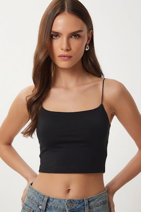 Slim Fit Quadrat-Ausschnitt Crop Top - Image 3