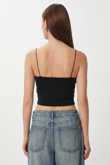 Slim Fit Quadrat-Ausschnitt Crop Top - Image 5