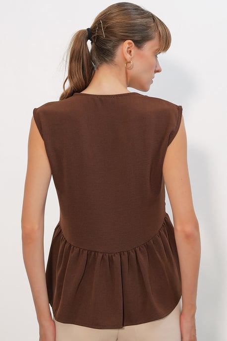 V-Ausschnitt Knopflose Ärmellose Bluse - Image 4