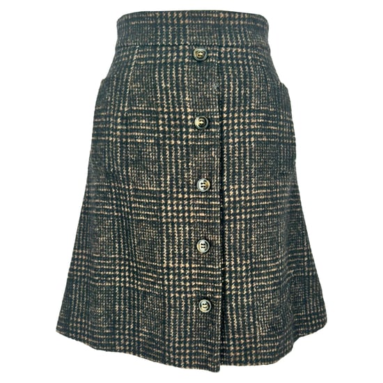 Dolce & Gabbana karierter A-Linien-Minirock aus brauner Wolle - Image 1