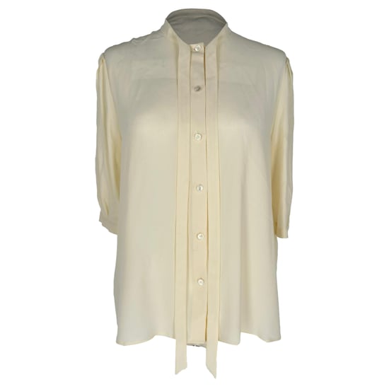 Celine Vintage Bluse mit integriertem Kragen aus pastellgelbem Acetat - Image 1