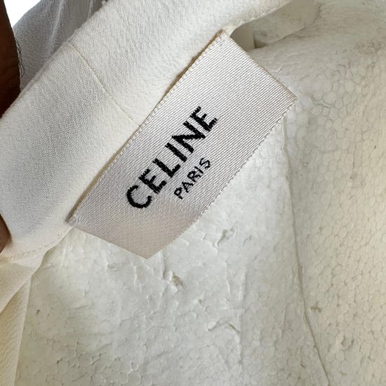 Celine Vintage Bluse mit integriertem Kragen aus pastellgelbem Acetat - Image 4