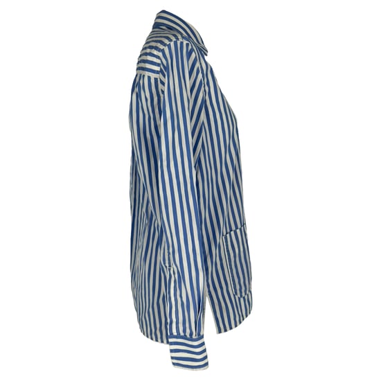 Celine Bluse mit Knopfleiste und Streifen aus hellblauer Baumwolle - Image 2