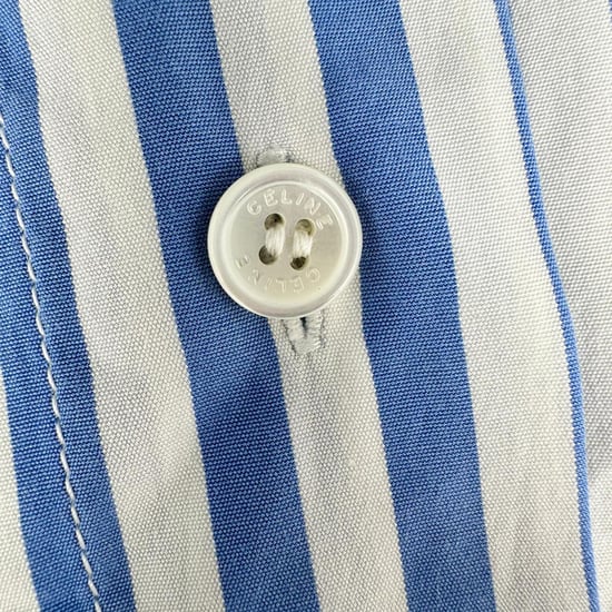 Celine Bluse mit Knopfleiste und Streifen aus hellblauer Baumwolle - Image 3