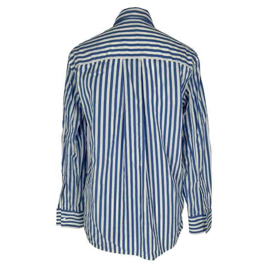 Celine Bluse mit Knopfleiste und Streifen aus hellblauer Baumwolle - Image 4