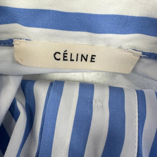 Celine Bluse mit Knopfleiste und Streifen aus hellblauer Baumwolle - Image 5