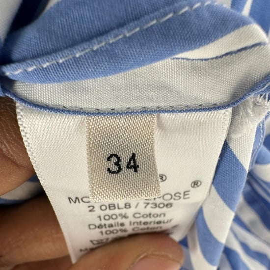 Celine Bluse mit Knopfleiste und Streifen aus hellblauer Baumwolle - Image 6