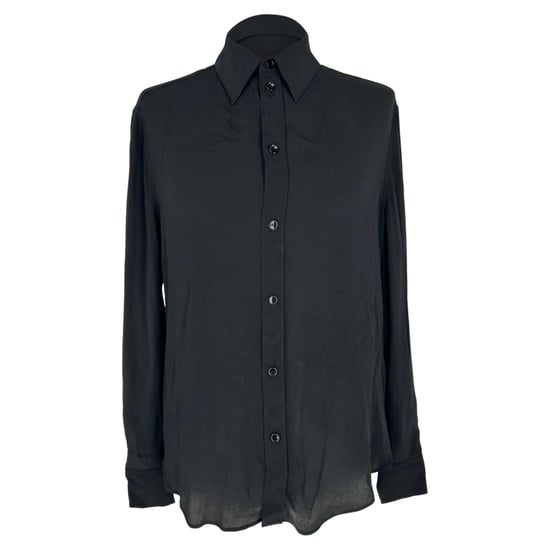 Schwarze Celine Bluse mit Knopfleiste und langen Ärmeln aus Acetat - Image 1
