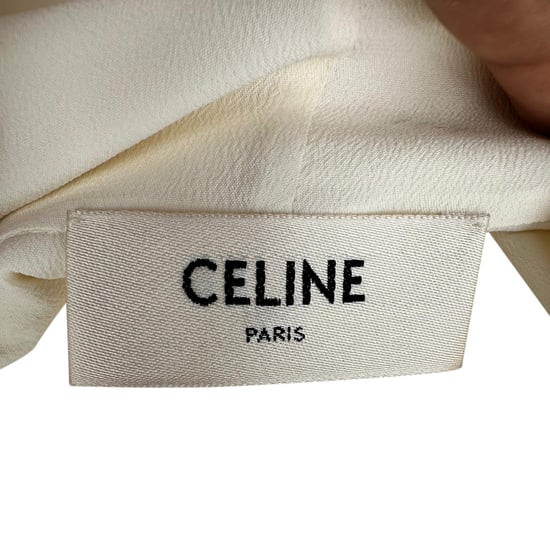 Celine Bluse mit Wasserfallausschnitt aus cremefarbenem Acetat - Image 4