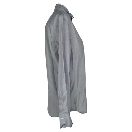 Klassische gestreifte Bluse von Celine mit Rüschenausschnitt aus mehrfarbiger Baumwolle - Image 2