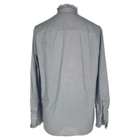 Klassische gestreifte Bluse von Celine mit Rüschenausschnitt aus mehrfarbiger Baumwolle - Image 3