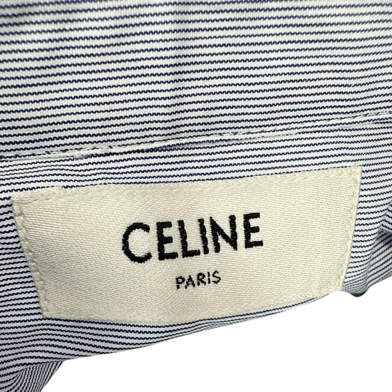 Klassische gestreifte Bluse von Celine mit Rüschenausschnitt aus mehrfarbiger Baumwolle - Image 4