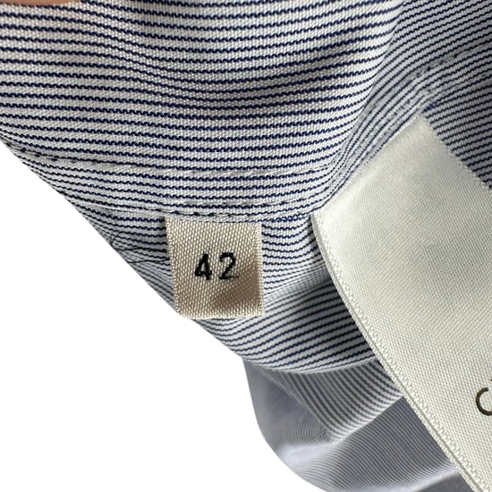 Klassische gestreifte Bluse von Celine mit Rüschenausschnitt aus mehrfarbiger Baumwolle - Image 5