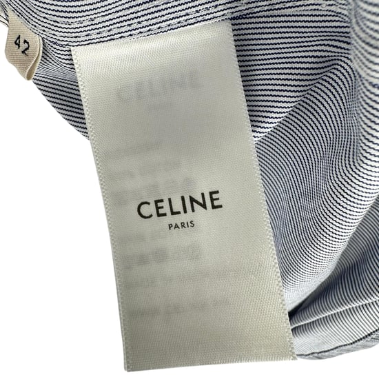Klassische gestreifte Bluse von Celine mit Rüschenausschnitt aus mehrfarbiger Baumwolle - Image 6