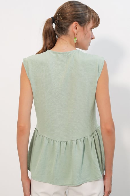 V-Ausschnitt Knopflose Ärmellose Bluse - Image 5