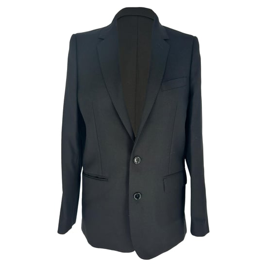 Klassischer, einreihiger Blazer von Celine aus schwarzer Wolle - Image 1