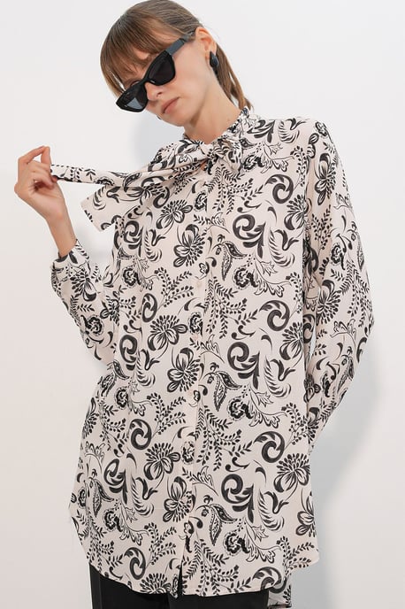 Langärmliges Floral-Viskose-Shirt - Image 3