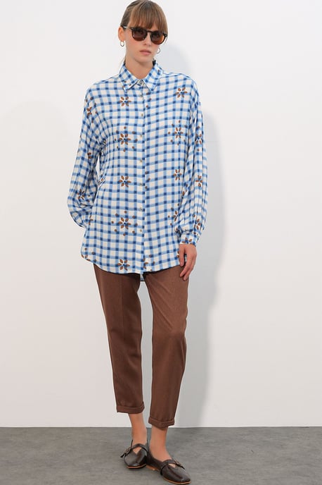 Oversized Karierte Crepe-Bluse - Image 2