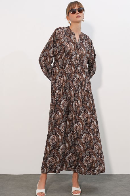 Gemustertes V-Ausschnitt Maxikleid - Image 2