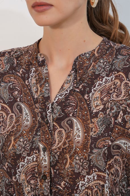 Gemustertes V-Ausschnitt Maxikleid - Image 5