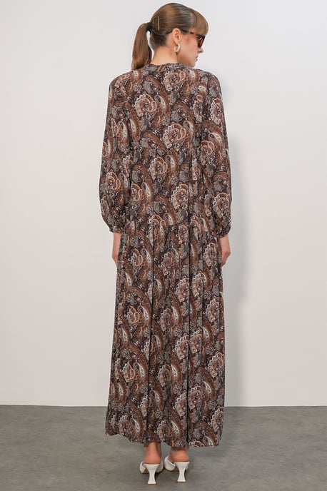 Gemustertes V-Ausschnitt Maxikleid - Image 6
