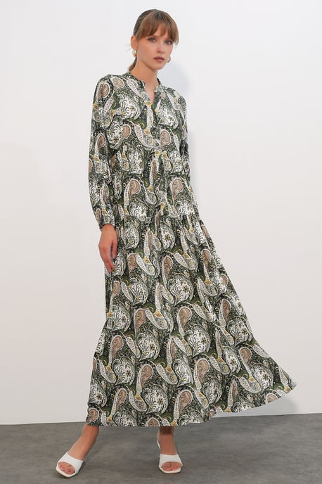 Gemustertes V-Ausschnitt Maxikleid - Image 2