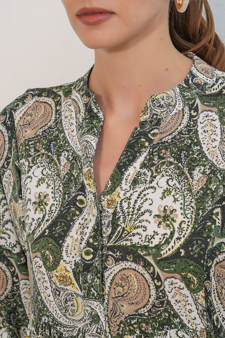Gemustertes V-Ausschnitt Maxikleid - Image 4
