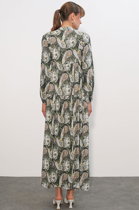 Gemustertes V-Ausschnitt Maxikleid - Image 5