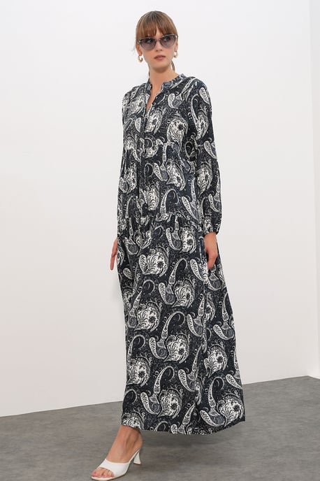 Gemustertes V-Ausschnitt Maxikleid - Image 2