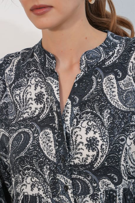 Gemustertes V-Ausschnitt Maxikleid - Image 4