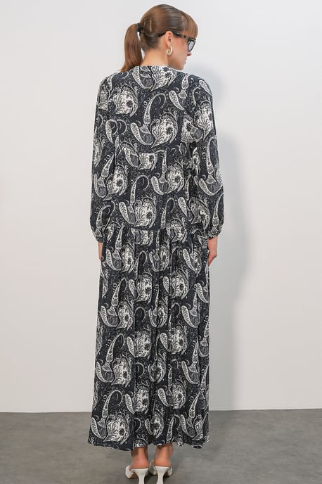 Gemustertes V-Ausschnitt Maxikleid - Image 5