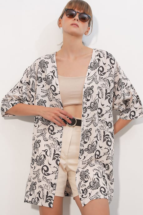 Langer bedruckter Viskose-Kimono - Image 2