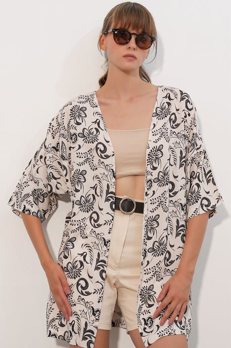 Langer bedruckter Viskose-Kimono - Image 3
