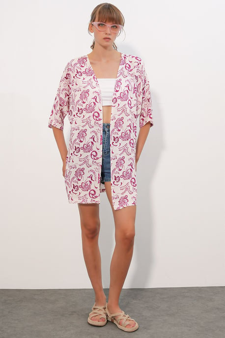 Langer bedruckter Viskose-Kimono - Image 2