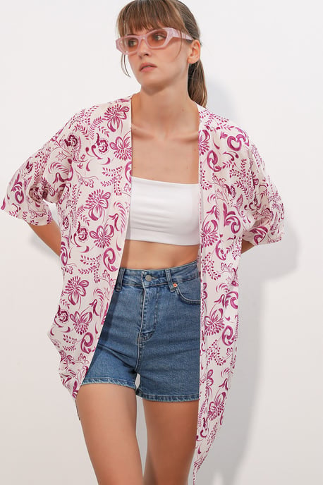 Langer bedruckter Viskose-Kimono - Image 3