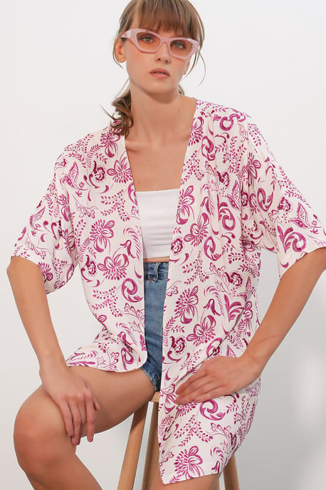 Langer bedruckter Viskose-Kimono - Image 4