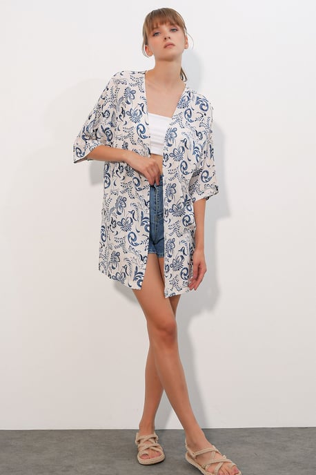 Langer bedruckter Viskose-Kimono - Image 2