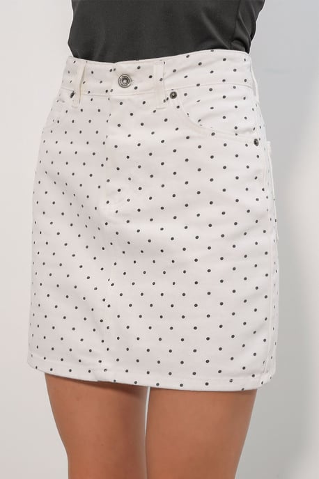 Hochtaillierter Jeans-Minirock mit Polka-Dots - Image 4
