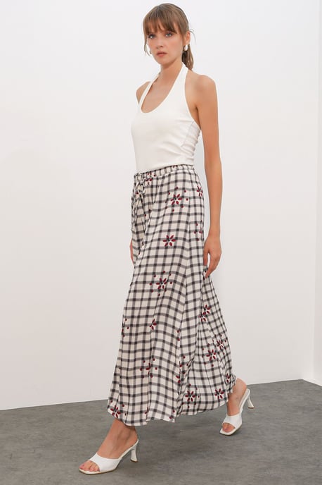 Hocheingezogener Karierter Maxi-Rock - Image 3