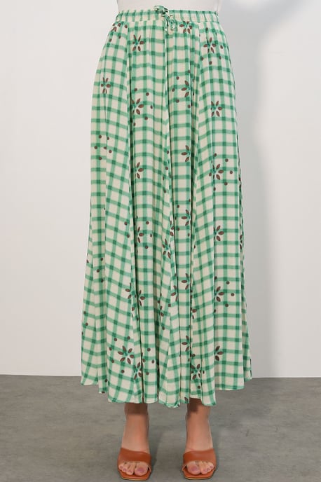 Hocheingezogener Karierter Maxi-Rock - Image 2