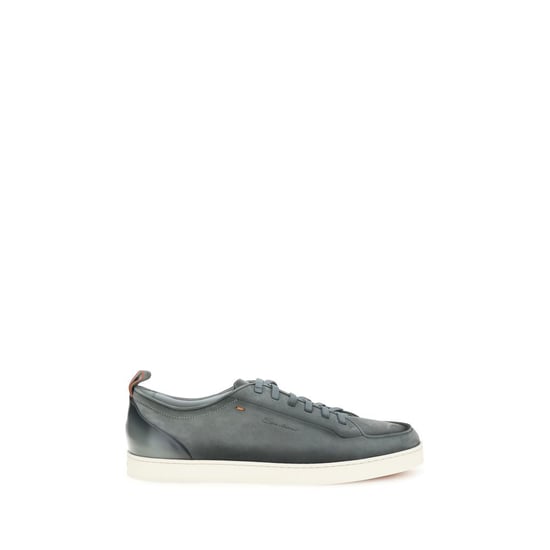 Santoni Graue Kalbleder Bos Taurus Low Top Sneakers - Image 1
