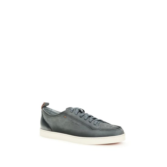 Santoni Graue Kalbleder Bos Taurus Low Top Sneakers - Image 2