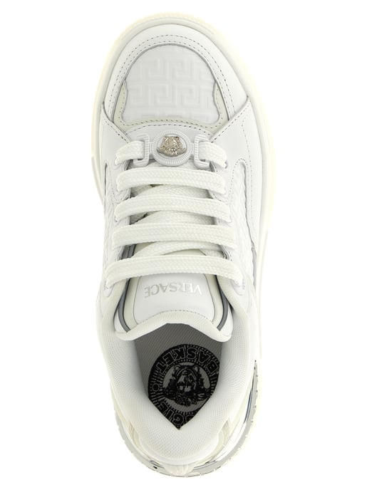Versace Weiße Kalbsleder Low Top Sneakers - Image 4